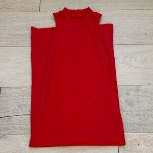 STYLEWE Sleeveless T-Shirt Maxi Dress w/ Back Slit in Red Size Small